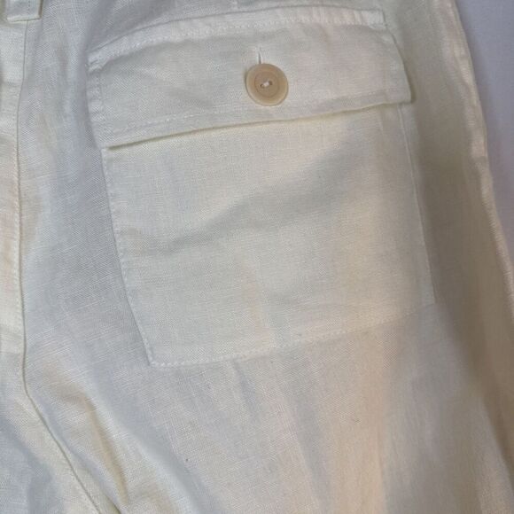 Women’s Eddie Bauer Cream Wide Leg Linen Capri Pants Size 8 Petite NWOT - Picture 10 of 14